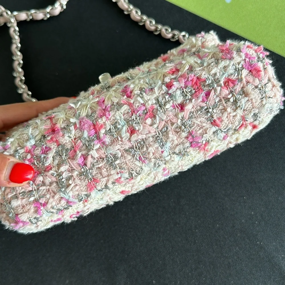 Chanel Mini Flap Tweed Pink Glitter - Picture 3 of 13